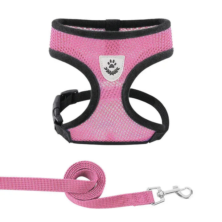 Reflective Breathable Dog Harness & Leash Set