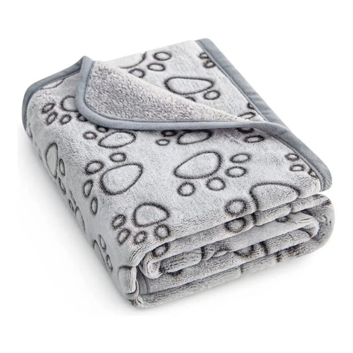 Soft & Washable Pet Blanket – Grey Paw Design