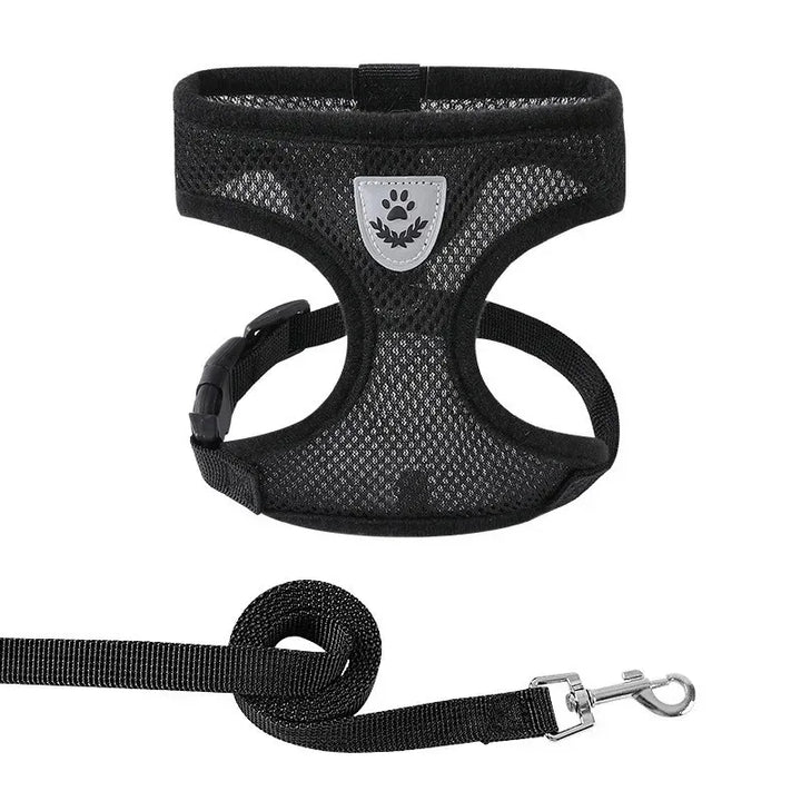 Reflective Breathable Dog Harness & Leash Set