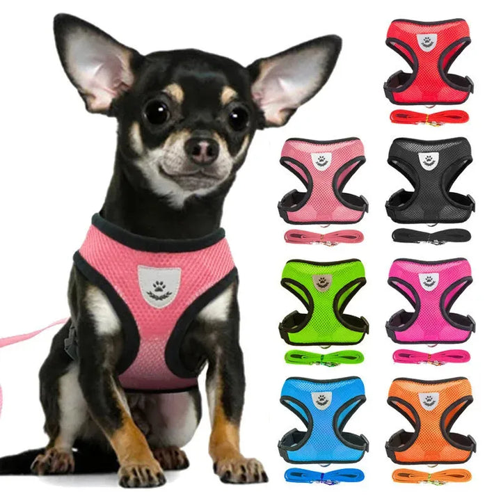 Reflective Breathable Dog Harness & Leash Set