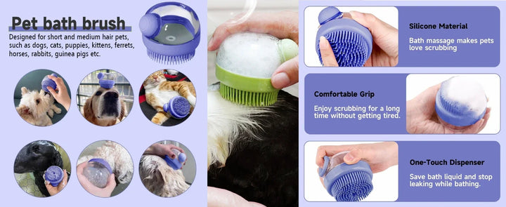 Soft Silicone Pet Bath Brush – Shampoo & Massage Tool