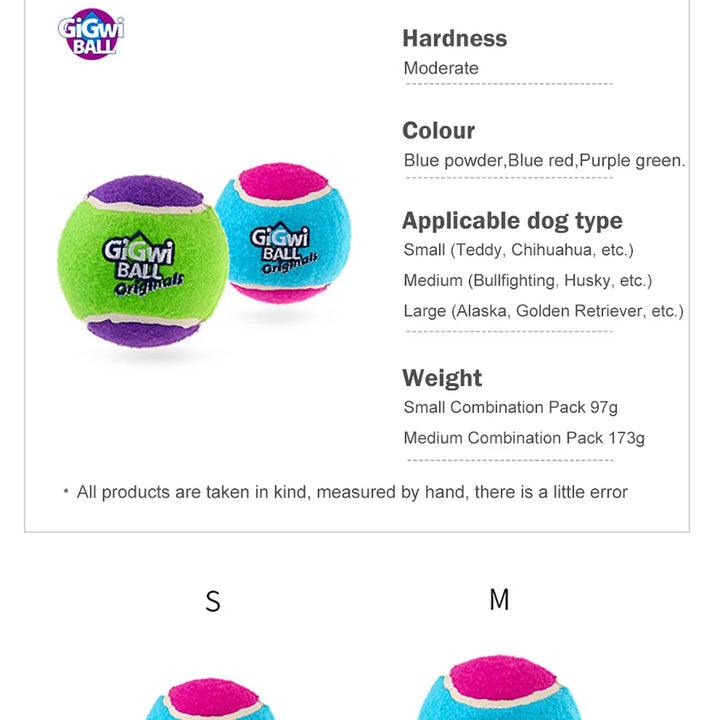 GiGwi 3PCS Interactive Dog Balls – Squeaky & Bite-Resistant