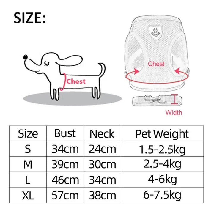 Reflective Breathable Dog Harness & Leash Set