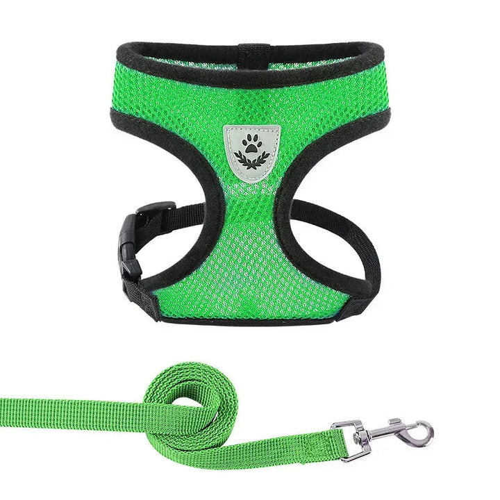 Reflective Breathable Dog Harness & Leash Set